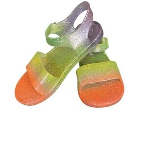 Cat & Jack Glitter Jelly Sandals - Orange, Green, Purple Sz 11​
